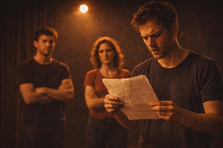 Des acteurs de théâtre à Paris travaillent une pièce de théâtre.