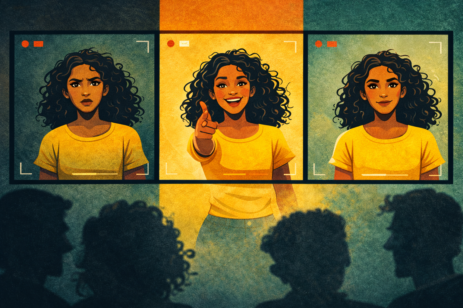 Une comédienne enregistre une self tape pour un casting