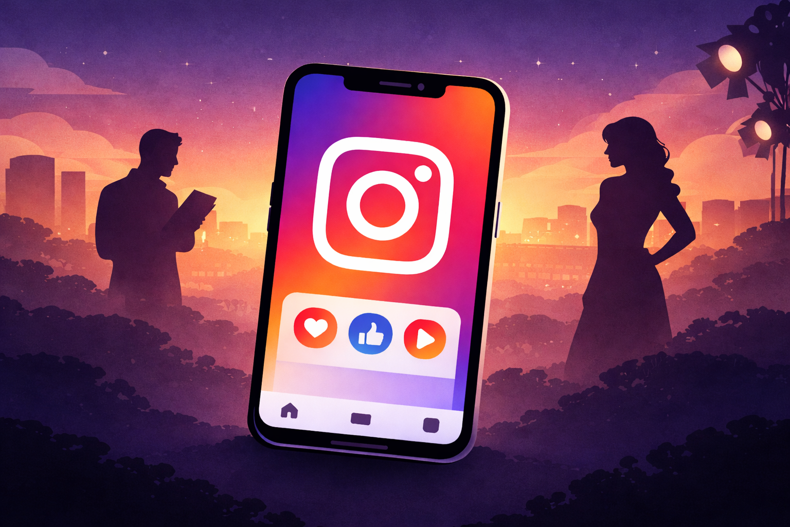 Instagram sur une téléphone pour développe la carrière d'un acteur à Paris