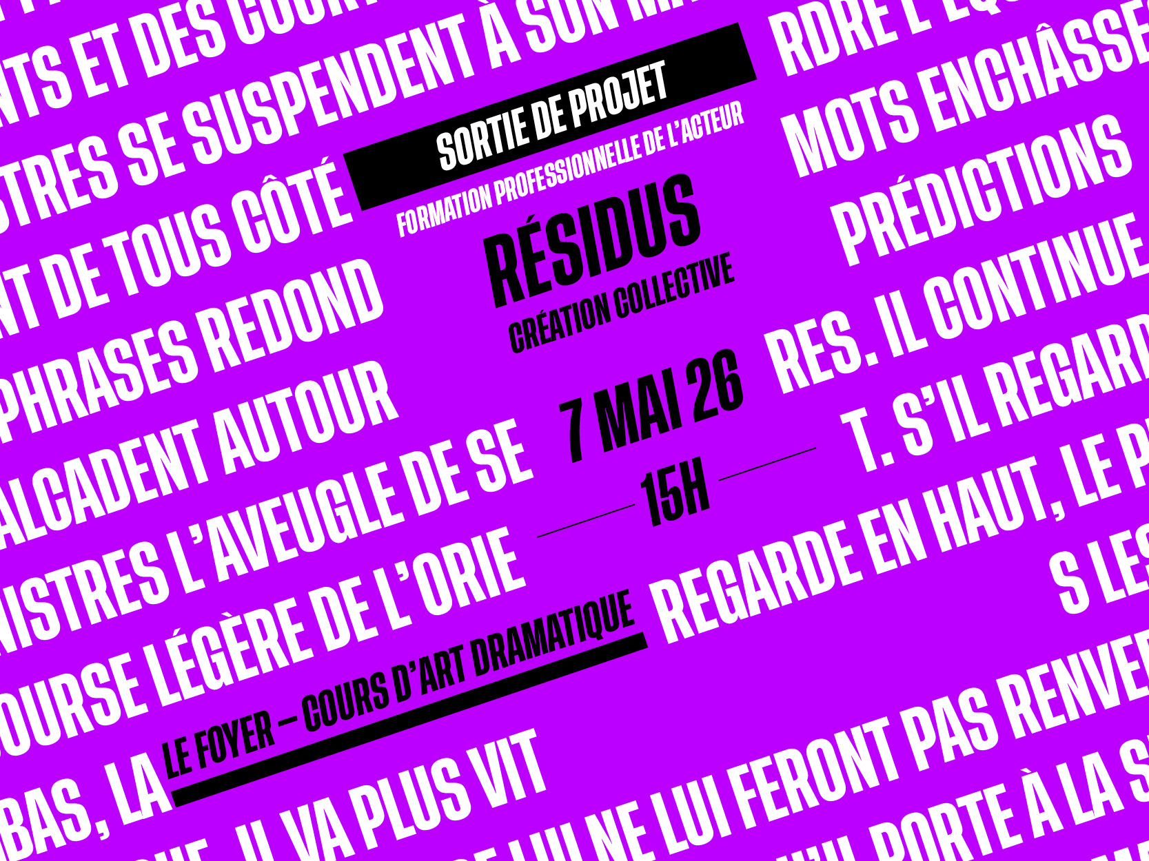 Résidus création collective de Julie Cavanna dans une école de théâtre à Paris.